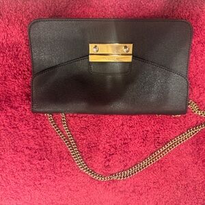 Furla Black Clutch with Gold Chain